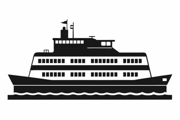 Obraz premium ferry line art silhouette vector illustration