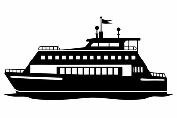 Obraz premium ferry line art silhouette vector illustration
