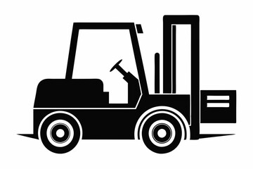 forklift line art silhouette vector illustration