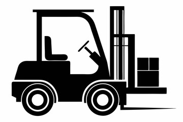 forklift line art silhouette vector illustration
