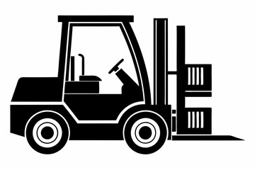 forklift line art silhouette vector illustration