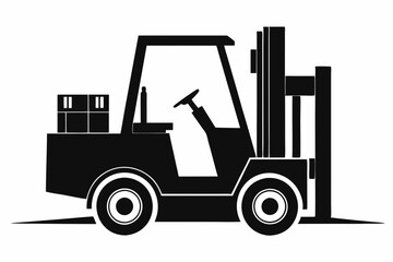 forklift line art silhouette vector illustration