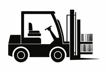 forklift line art silhouette vector illustration