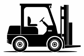 forklift line art silhouette vector illustration