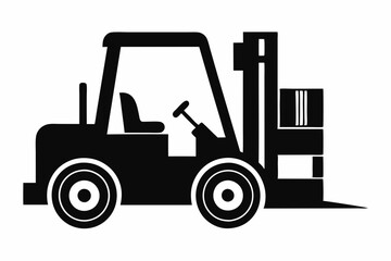 forklift line art silhouette vector illustration