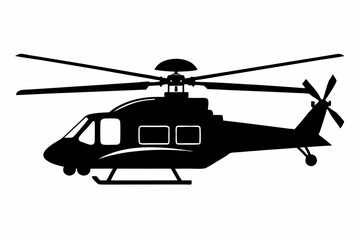 helicopter line art silhouette vector illustration
