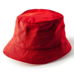 Red bucket hats, with soft fabric and a bold color, perfect for summer fashion or outdoor activities The hats are isolated on white background