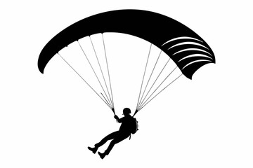 paraglider line art silhouette vector illustration