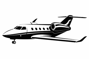 private jet line art silhouette vector illustration