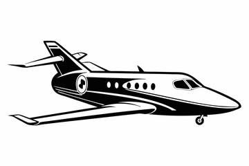 private jet line art silhouette vector illustration