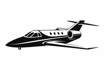 private jet line art silhouette vector illustration