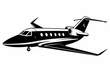 private jet line art silhouette vector illustration