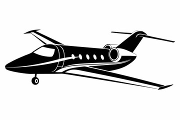 private jet line art silhouette vector illustration