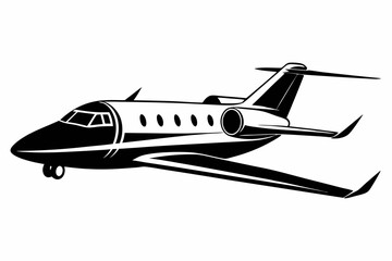 private jet line art silhouette vector illustration