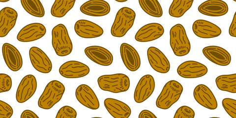 Dry dates pattern background. doodle dates pattern background. dates fruit illustration for packaging.