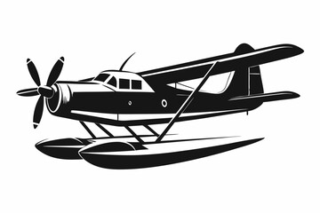 seaplane line art silhouette vector illustration