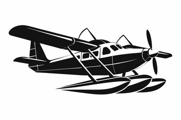 seaplane line art silhouette vector illustration
