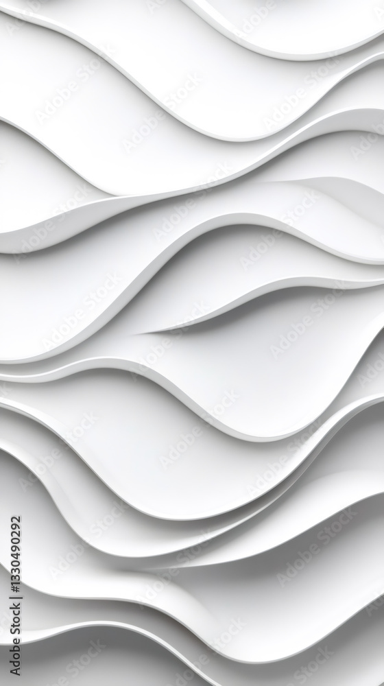 Poster Wavy white surface creating flowing geometric pattern, suitable for digital layouts and creative graphic designs