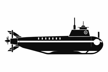 submarine line art silhouette vector illustration