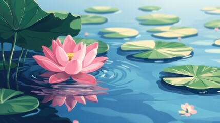 Serene lotus flower in tranquil water