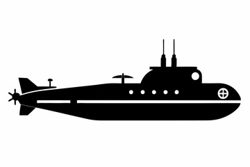 submarine line art silhouette vector illustration