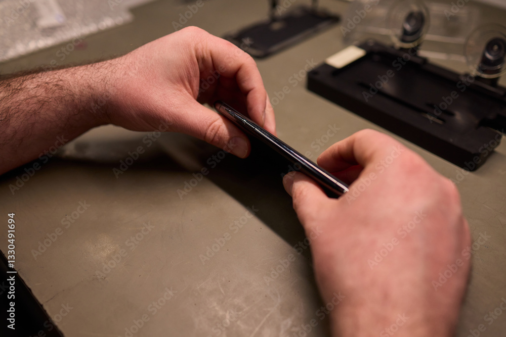 Poster expert smartphone repair using advanced precision tools for optimal performance and quality