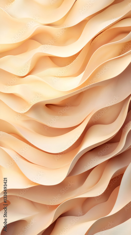 Poster Creamy beige waves cascading softly, generating smooth abstract texture for refined graphic design applications