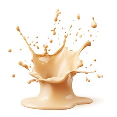 Dynamic 3D cream splash isolated on a clean white background, showcasing smooth, realistic texture and motion.
