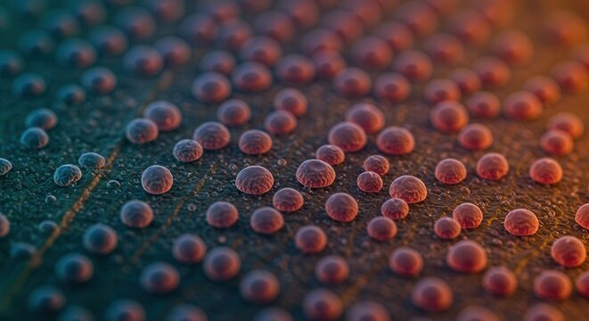 Macro View of Cellular Structure with Round Elements and Microscopic Details