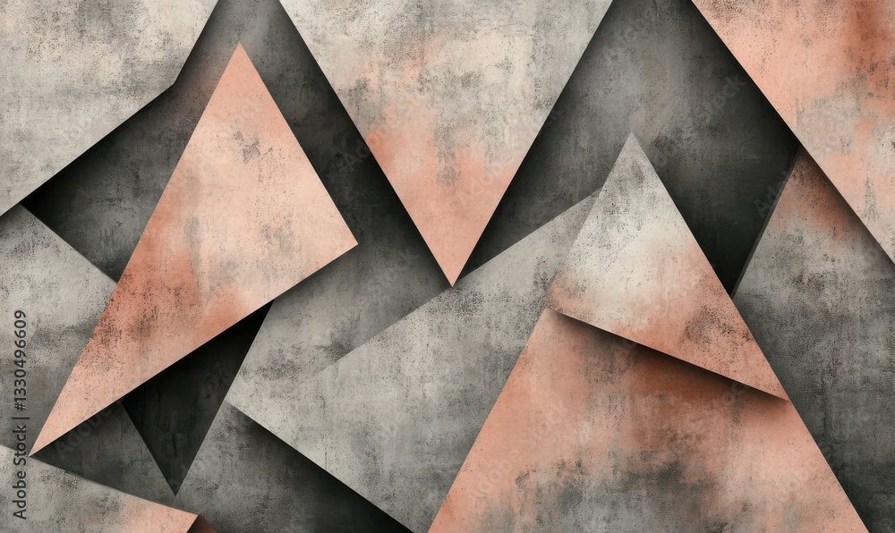 Poster abstract geometric pattern with overlapping triangles in muted earth tones, modern and versatile for
