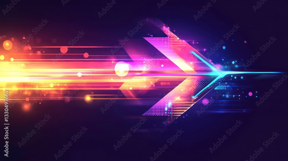 Aufkleber abstract arrow graphic with vibrant light streaks. possible use for a modern presentation or website