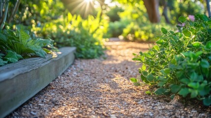 Serene Garden Pathway in Soft Light