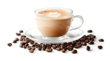 Isolated white background with coffee latte