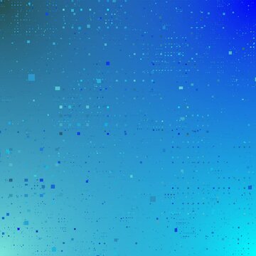 Abstract blue gradient background with sideways floating pixels in parallax motion. Loop for modern tech presentations, web backgrounds, and digital content creation.