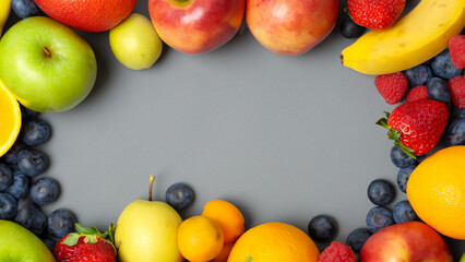 Food Background. Colorful Fruits Background With Copy Space for Text.