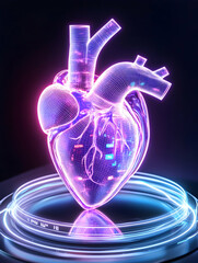 Glowing, futuristic heart model