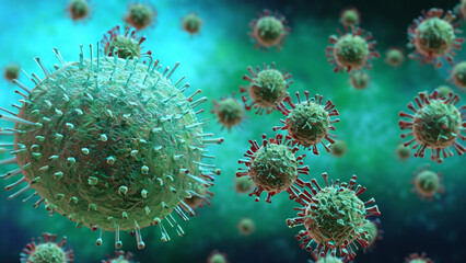 Virus Cells or Bacteria Microscopic View