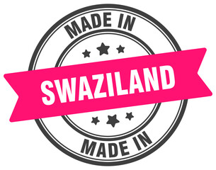Made in Swaziland round sign. Made in Swaziland stamp.