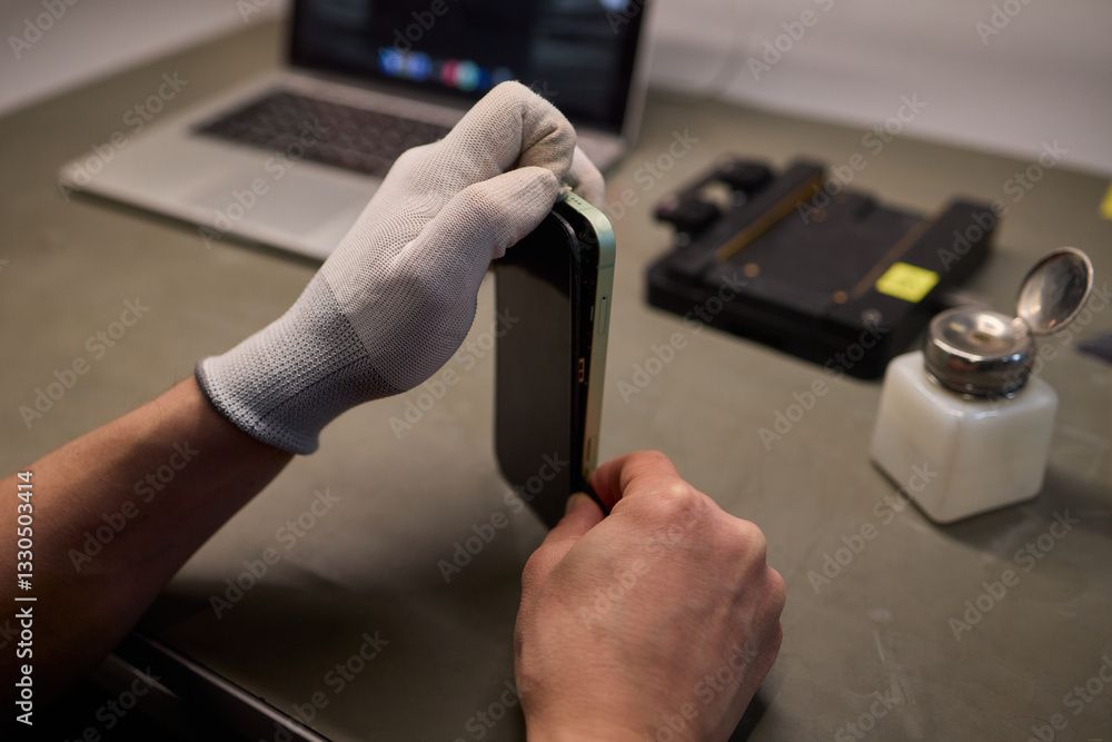 Poster expert smartphone repair using advanced precision tools for optimal performance and quality