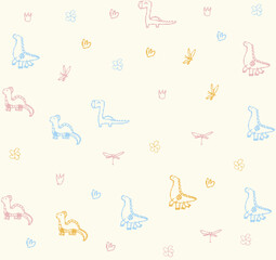 Dino Mosaic Seamless Pattern Vector Colorful 
