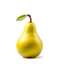 image d'une poire jaune qui a encore ses feuilles
