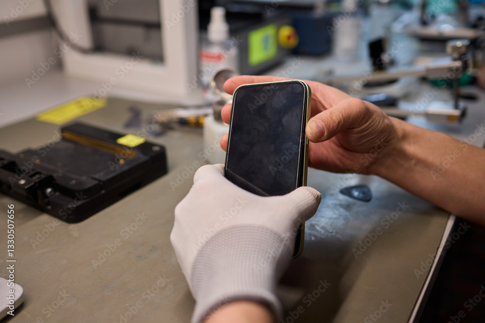 Poster expert smartphone repair using advanced precision tools for optimal performance and quality