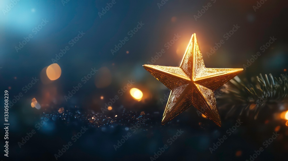 Poster golden star fragment glowing softly on dark gradient background symbolizing divine light and epiphan