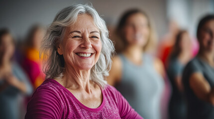 Obraz premium Senior women enjoying dance class , embodying a healthy retired lifestyle. Energy and positivity, showcasing active living and healthy aging..