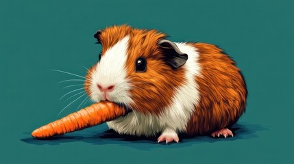 Cute guinea pig eating a carrot