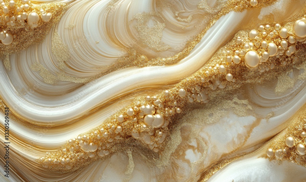 Poster mesmerizing golden fluid waves creating abstract and luxurious background pattern