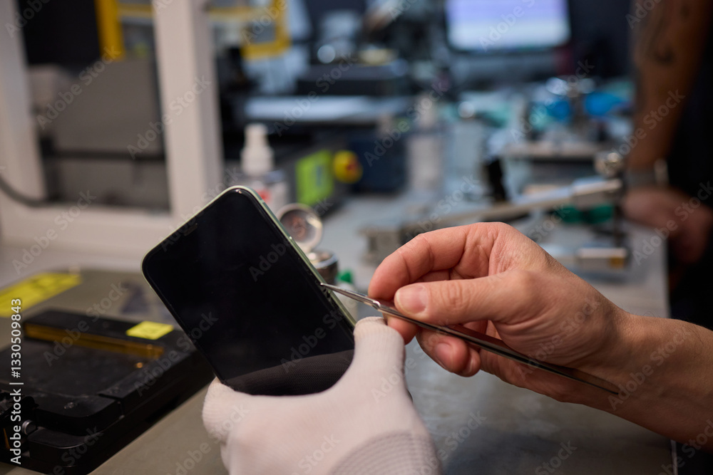 Poster expert smartphone repair using advanced precision tools for optimal performance and quality