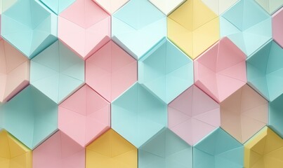 Obraz premium A bright and playful pattern of geometric shapes in pastel colors. The simplicity of the design offers a modern, clean aesthetic. .
