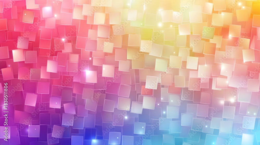 Poster vibrant abstract tile pattern with gradient colors and shimmering effects in a diverse background sc