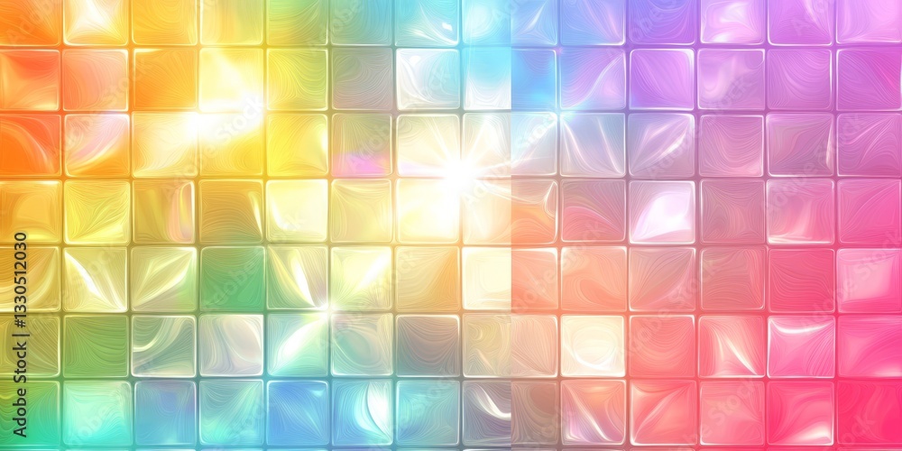 Poster colorful tiled background with abstract patterns and vibrant hues showcasing a spectrum of light eff